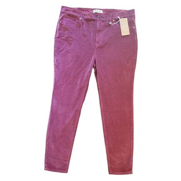 NWT Madewell High Rise Skinny Jeans Women's 36 18 Burgundy Stretch Velvet - Picture 1 of 5